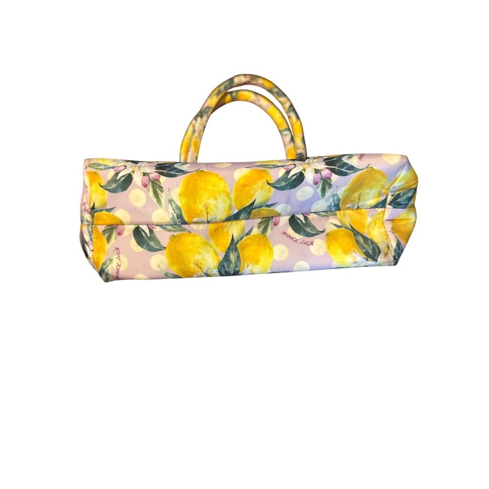 Betsey Johnson Lemon Print Tote Bag Insulated With Top Zipper & Dual Handles - Picture 5 of 9